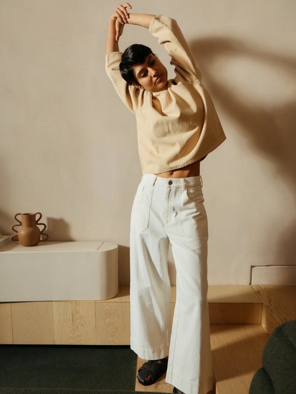 LF Markey British new carpenter wide leg trouser in walnut current size 12 US - Picture 6 of 14